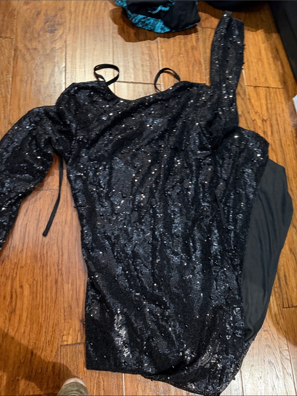 Black Sequin Maxi Dress with Long Sleeves
